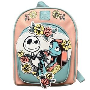 Disney The Nightmare Before Christmas Jack & Sally Floral Heart Mini Backpack